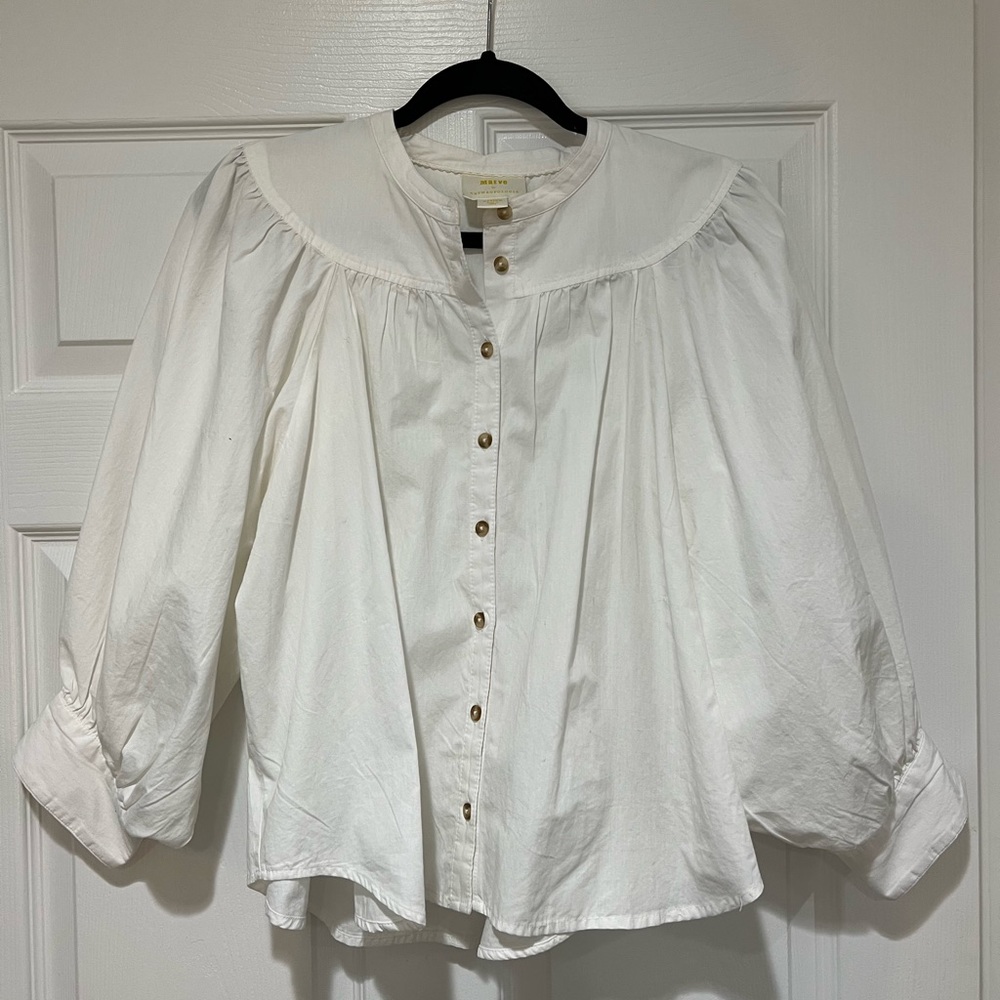 Anthropology Maeve White Button down Blouse